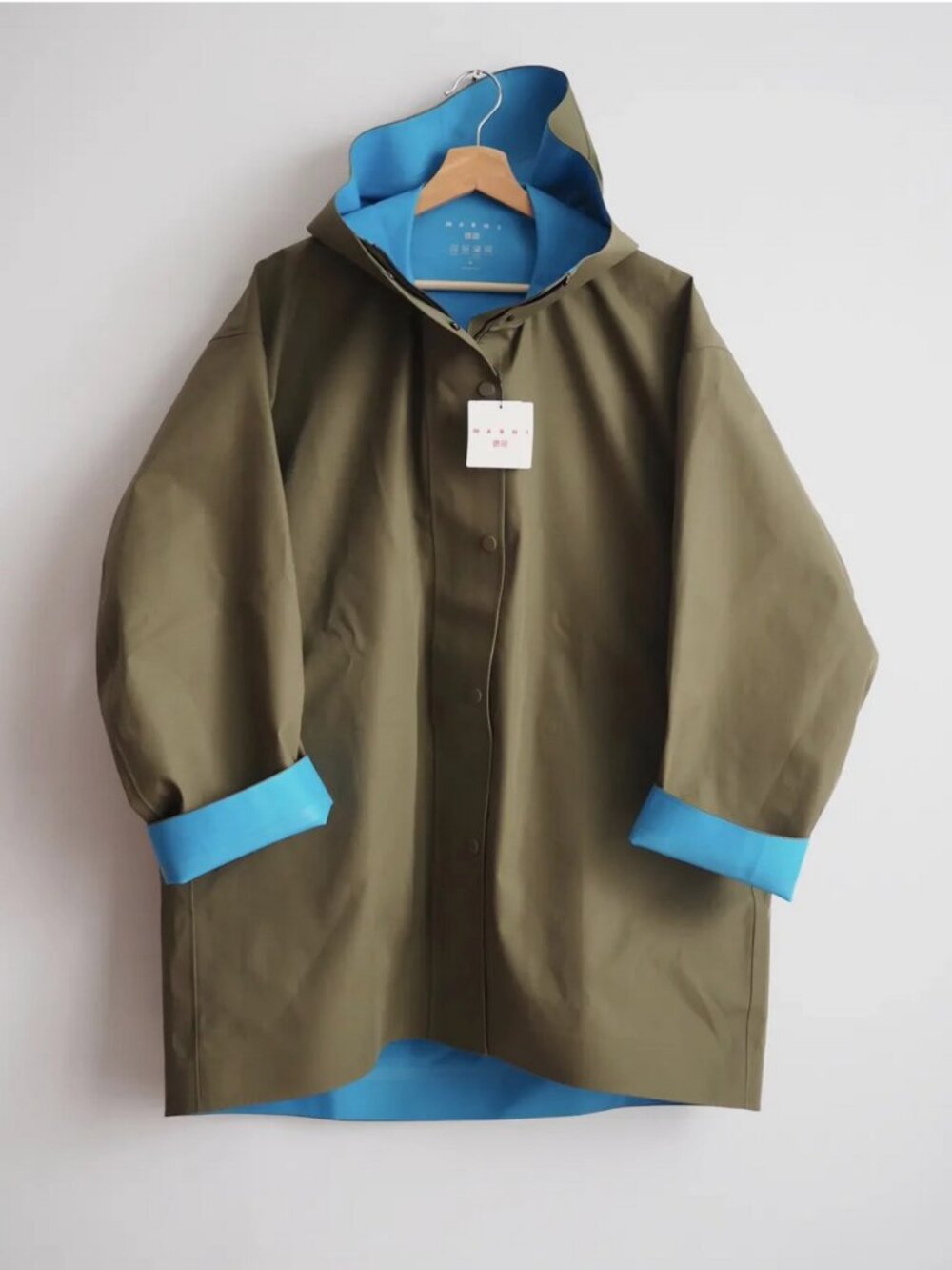 Uniqlo MARNI Blocktech Half Coat Khaki Blue Size XXL (US XL) Zip Button Hooded
